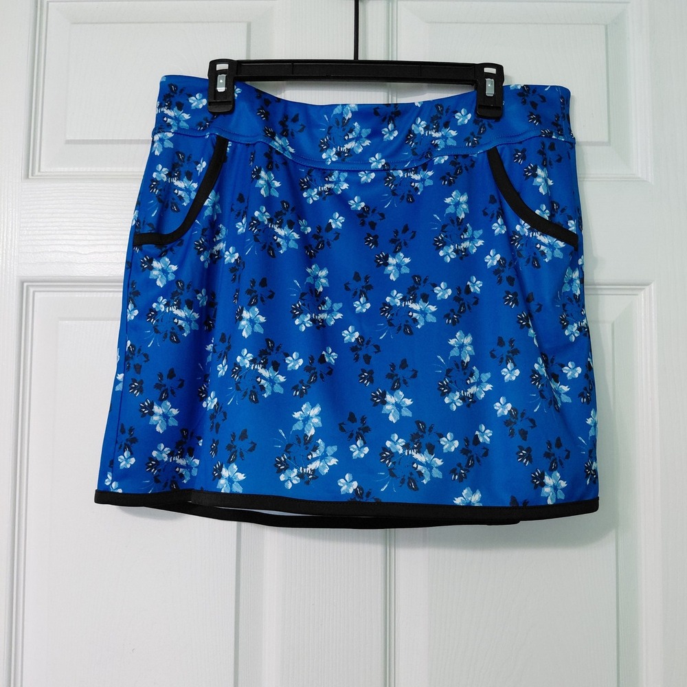 PGA Tour Womens Blue Floral Golf Skort Active Tennis Skirt Large SU28170
